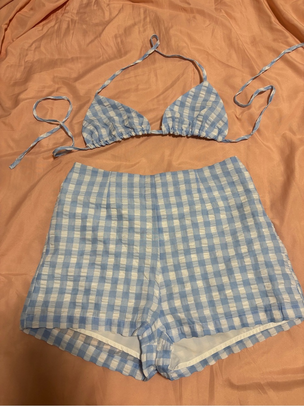 SHEIN Light Blue and White Gingham Set